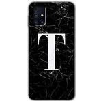 MRCİLETİSİM mrc194494 Siyah Mermer Desenli T Harfi Kılıf HD Desen Baskılı Arka Kapak Samsung Galaxy M31s ile uyumlu