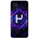 MRCİLETİSİM mrc194565 Dark Neon Yaprak H Harfi Kılıf HD Desen Baskılı Arka Kapak Samsung Galaxy M31s ile uyumlu
