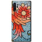 MRCİLETİSİM mrc196521 Mozaik Çiçek Kılıf HD Desen Baskılı Arka Kapak + Temperli Cam Samsung Galaxy Note 10 Plus ile uyumlu