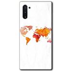 MRCİLETİSİM mrc197658 Dünya Haritası Kılıf HD Desen Baskılı Arka Kapak + Temperli Cam Samsung Galaxy Note 10 ile uyumlu