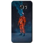 MRCİLETİSİM mrc198516 Smoke Astronot Kılıf HD Desen Baskılı Arka Kapak + Temperli Cam Samsung Galaxy Note 5 ile uyumlu