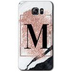 MRCİLETİSİM mrc198813 Pembe Mermer Desenli M Harfi Kılıf HD Desen Baskılı Arka Kapak + Temperli Cam Samsung Galaxy Note 5 Kılıf HD Desen Baskı Arka Kapak + Temperli Cam ile uyumlu