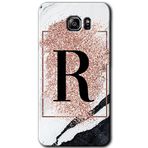 MRCİLETİSİM mrc198818 Pembe Mermer Desenli R Harfi Kılıf HD Desen Baskılı Arka Kapak + Temperli Cam Samsung Galaxy Note 5 Kılıf HD Desen Baskı Arka Kapak + Temperli Cam ile uyumlu