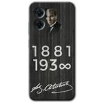 MRCİLETİSİM mrc201106 Atatürk Ahşap İmza Kılıf HD Desen Baskılı Arka Kapak Xiaomi Redmi 10 5G ile uyumlu