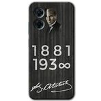 MRCİLETİSİM mrc201656 Atatürk Ahşap İmza Kılıf HD Desen Baskılı Arka Kapak Xiaomi Redmi Note 11E ile uyumlu