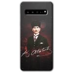 MRCİLETİSİM mrc202238 Kemal Atatürk Kılıf HD Desen Baskılı Arka Kapak + Temperli Cam Samsung Galaxy S10 Plus ile uyumlu