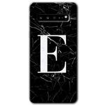 MRCİLETİSİM mrc202725 Siyah Mermer Desenli E Harfi Kılıf HD Desen Baskılı Arka Kapak Samsung Galaxy S10 Plus ile uyumlu