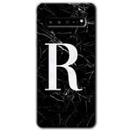 MRCİLETİSİM mrc202741 Siyah Mermer Desenli R Harfi Kılıf HD Desen Baskılı Arka Kapak Samsung Galaxy S10 Plus ile uyumlu