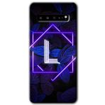 MRCİLETİSİM mrc202820 Dark Neon Yaprak L Harfi Kılıf HD Desen Baskılı Arka Kapak Samsung Galaxy S10 Plus ile uyumlu