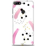 MRCİLETİSİM (mrc20529) Tam Ekran Koruyucu Kılıf HD Baskılı Kılıf Pembe ve Benekler Huawei Y7 2018 ile uyumlu