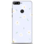 MRCİLETİSİM (mrc20560) Tam Ekran Koruyucu Kılıf HD Baskılı Kılıf Beyaz Papatyalar Huawei Y7 2018 ile uyumlu