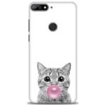MRCİLETİSİM (mrc20625) Tam Ekran Koruyucu Kılıf HD Baskılı Kılıf Cat Huawei Y7 2018 ile uyumlu