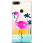 MRCİLETİSİM (mrc20643) Tam Ekran Koruyucu Kılıf HD Baskılı Kılıf Flamingo Huawei Y7 2018 ile uyumlu