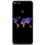 MRCİLETİSİM (mrc20658) Tam Ekran Koruyucu Kılıf HD Baskılı Kılıf Dünya Haritası Huawei Y7 2018 ile uyumlu