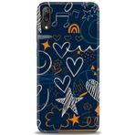 MRCİLETİSİM (mrc20685) Tam Ekran Koruyucu Kılıf HD Baskılı Kılıf Notalar ve Kalpler Huawei Y7 Prime 2019 ile uyumlu