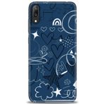 MRCİLETİSİM (mrc20686) Tam Ekran Koruyucu Kılıf HD Baskılı Kılıf Notalar ve Kalpler Mavi Huawei Y7 Prime 2019 ile uyumlu