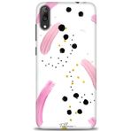MRCİLETİSİM (mrc20697) Tam Ekran Koruyucu Kılıf HD Baskılı Kılıf Pembe ve Benekler Huawei Y7 Prime 2019 ile uyumlu
