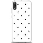 MRCİLETİSİM (mrc20715) Tam Ekran Koruyucu Kılıf HD Baskılı Kılıf Siyah Kalpler Huawei Y7 Prime 2019 ile uyumlu