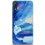 MRCİLETİSİM (mrc20769) Tam Ekran Koruyucu Kılıf HD Baskılı Kılıf Mavi Beyaz Huawei Y7 Prime 2019 ile uyumlu