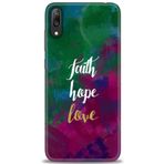 MRCİLETİSİM (mrc20776) Tam Ekran Koruyucu Kılıf HD Baskılı Kılıf Faith Hope Love Huawei Y7 Prime 2019 ile uyumlu
