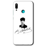 MRCİLETİSİM mrc24097 Kemal Atatürk İmza Kılıf Baskılı Kapak 5D Tam Kaplayan Cam Huawei P smart 2019 ile uyumlu