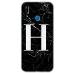 MRCİLETİSİM mrc25689 Siyah Mermer Desenli H Harfi Kılıf Baskılı Kapak 5D Tam Kaplayan Cam Huawei P20 Lite ile uyumlu