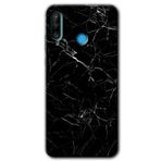 MRCİLETİSİM mrc26073 Siyah Mermer Kılıf Baskılı Kapak 5D Tam Kaplayan Cam Huawei P30 Lite ile uyumlu