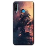MRCİLETİSİM mrc26096 Atatürk Portre Kılıf Baskılı Kapak 5D Tam Kaplayan Cam Huawei P30 Lite ile uyumlu