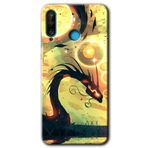 MRCİLETİSİM mrc26345 Digital Dragon Kılıf Baskılı Kapak 5D Tam Kaplayan Cam Huawei P30 Lite ile uyumlu