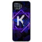 MRCİLETİSİM (mrc3394) Dark Neon Yaprak K Harfi Kılıf Baskılı Kapak Tam Kaplayan Mat Seramik Oppo Reno 4 Lite ile uyumlu