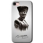 MRCİLETİSİM mrc38954 Mustafa Kemal Atatürk Kılıf Baskılı Kapak 5D Tam Kaplayan Cam iPhone SE 2022 ile uyumlu