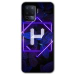 MRCİLETİSİM (mrc3940) Dark Neon Yaprak H Harfi Kılıf Baskılı Kapak Tam Kaplayan Mat Seramik Oppo Reno 5 Lite ile uyumlu