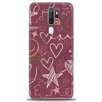 MRCİLETİSİM (mrc4050) Tam Ekran Koruyucu Kılıf HD Baskılı Kılıf Notalar ve Kalpler Bordo Oppo A9 2020 ile uyumlu