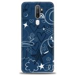MRCİLETİSİM (mrc4056) Tam Ekran Koruyucu Kılıf HD Baskılı Kılıf Notalar ve Kalpler Mavi Oppo A9 2020 ile uyumlu