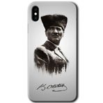 MRCİLETİSİM mrc41154 Mustafa Kemal Atatürk Kılıf Baskılı Kapak 5D Tam Kaplayan Cam iPhone Xs ile uyumlu