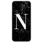 MRCİLETİSİM (mrc44011) Siyah Mermer Desenli N Harfi Kılıf HD Desen Baskılı Arka Kapak Oppo A9 2020 ile uyumlu