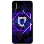MRCİLETİSİM mrc4903 Dark Neon Yaprak Ü Harfi Kılıf Baskılı Kapak 5D Tam Kaplayan Cam Samsung Galaxy A20s ile uyumlu
