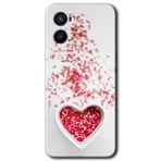 MRCİLETİSİM mrc51141 Kalpli Şekerleme Kılıf Baskılı Kapak 5D Tam Kaplayan Cam Oppo Reno 3 ile uyumlu