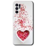 MRCİLETİSİM (mrc54606) Kalpli Şekerleme Kılıf HD Desen Baskılı Arka Kapak+Temperli Cam Oppo Reno 6 ile uyumlu