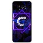 MRCİLETİSİM (mrc5583) Dark Neon Yaprak C Harfi Kılıf Baskılı Kapak Tam Kaplayan Mat Seramik Poco x3 NFC ile uyumlu