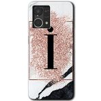 MRCİLETİSİM (mrc56582) Pembe Mermer Desenli İ Harfi Kılıf HD Desen Baskılı Arka Kapak Oppo Reno 7 4G ile uyumlu