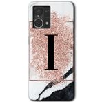 MRCİLETİSİM (mrc56583) Pembe Mermer Desenli I Harfi Kılıf HD Desen Baskılı Arka Kapak Oppo Reno 7 4G ile uyumlu