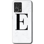 MRCİLETİSİM (mrc56609) Beyaz Mermer Desenli E Harfi Kılıf HD Desen Baskılı Arka Kapak Oppo Reno 7 4G ile uyumlu