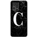 MRCİLETİSİM (mrc56647) Siyah Mermer Desenli C Harfi Kılıf HD Desen Baskılı Arka Kapak Oppo Reno 7 4G ile uyumlu