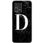 MRCİLETİSİM (mrc56649) Siyah Mermer Desenli D Harfi Kılıf HD Desen Baskılı Arka Kapak Oppo Reno 7 4G ile uyumlu