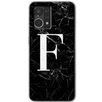 MRCİLETİSİM (mrc56652) Siyah Mermer Desenli F Harfi Kılıf HD Desen Baskılı Arka Kapak Oppo Reno 7 4G ile uyumlu