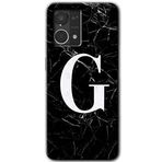 MRCİLETİSİM (mrc56653) Siyah Mermer Desenli G Harfi Kılıf HD Desen Baskılı Arka Kapak Oppo Reno 7 4G ile uyumlu