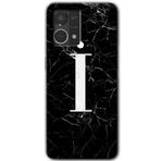 MRCİLETİSİM (mrc56655) Siyah Mermer Desenli İ Harfi Kılıf HD Desen Baskılı Arka Kapak Oppo Reno 7 4G ile uyumlu