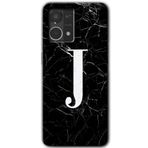 MRCİLETİSİM (mrc56657) Siyah Mermer Desenli J Harfi Kılıf HD Desen Baskılı Arka Kapak Oppo Reno 7 4G ile uyumlu