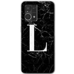 MRCİLETİSİM (mrc56659) Siyah Mermer Desenli L Harfi Kılıf HD Desen Baskılı Arka Kapak Oppo Reno 7 4G ile uyumlu